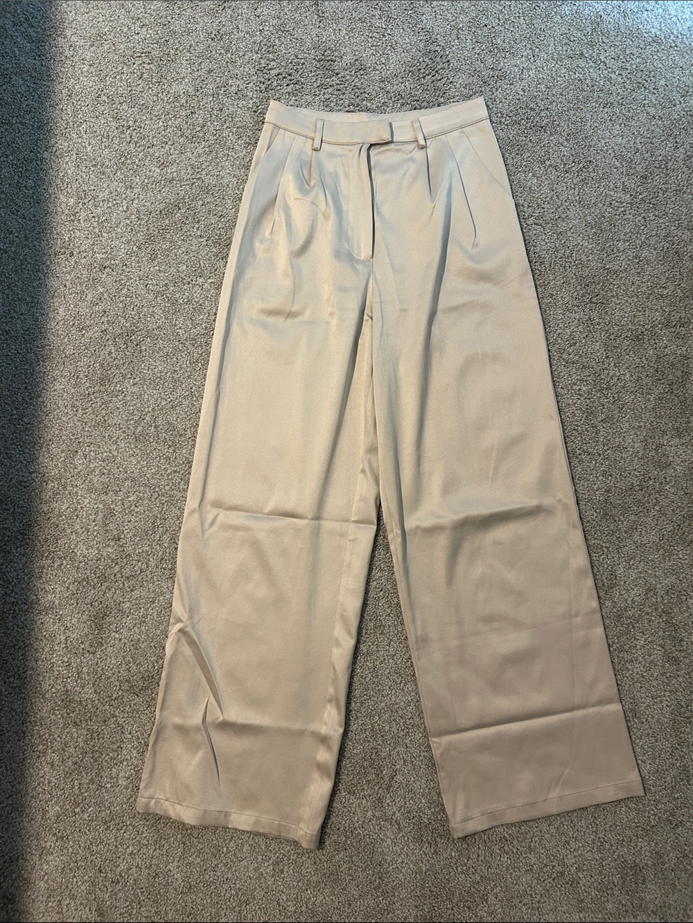 Princess Polly Wide-Leg High Waist Satin Pants in Cream